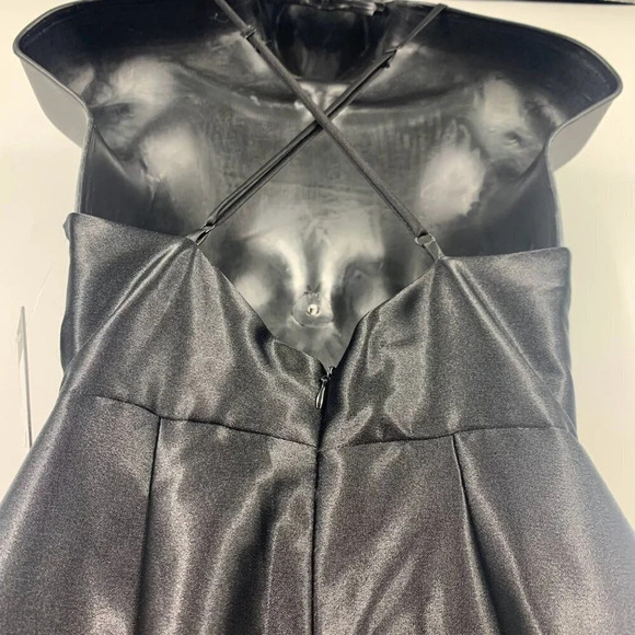 Jump Apparel Nordstrom Black Satin V-Neck Cross Back Mini Dress Size 3/4 NWT - Picture 7 of 14